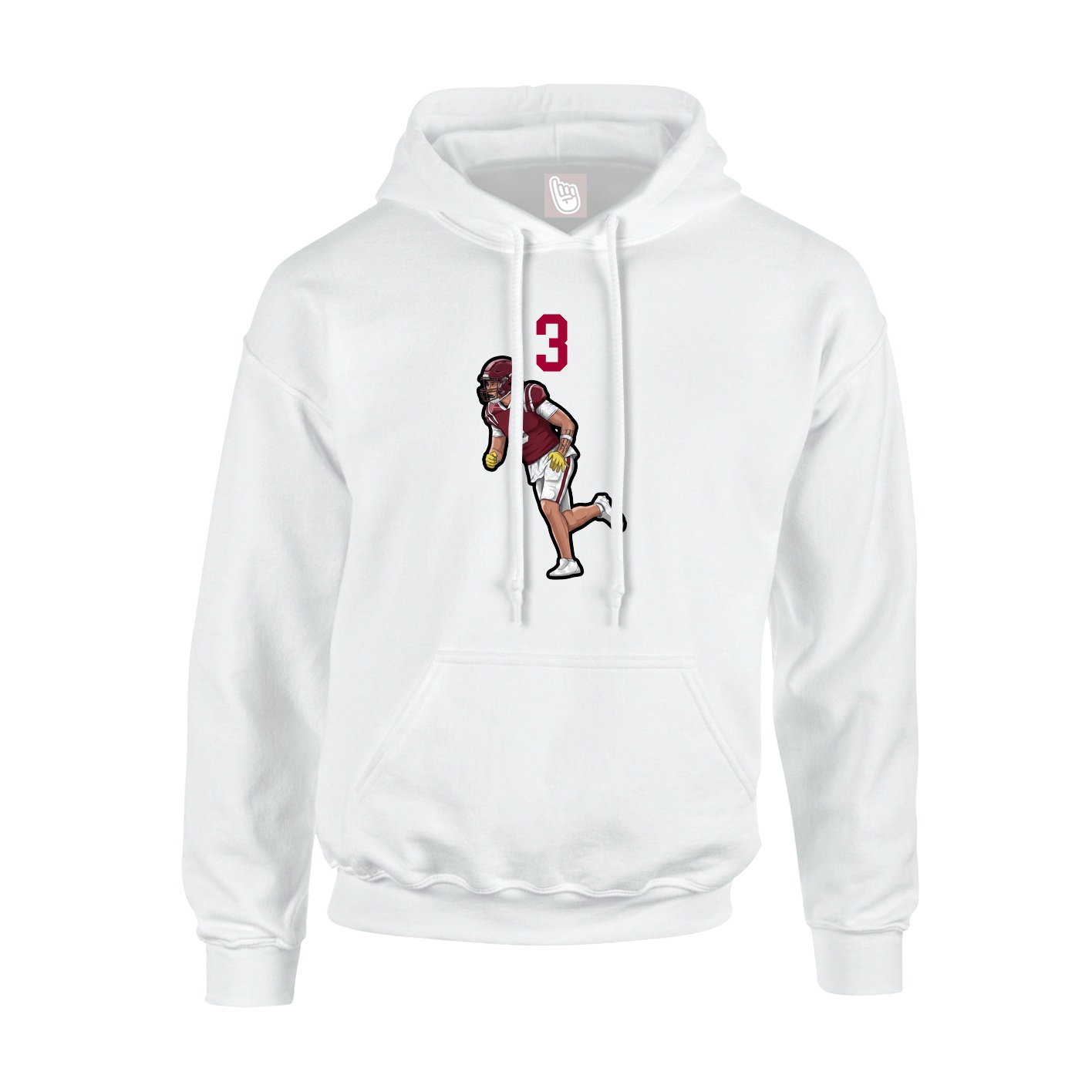 Youth Hoodie — Number Top in White