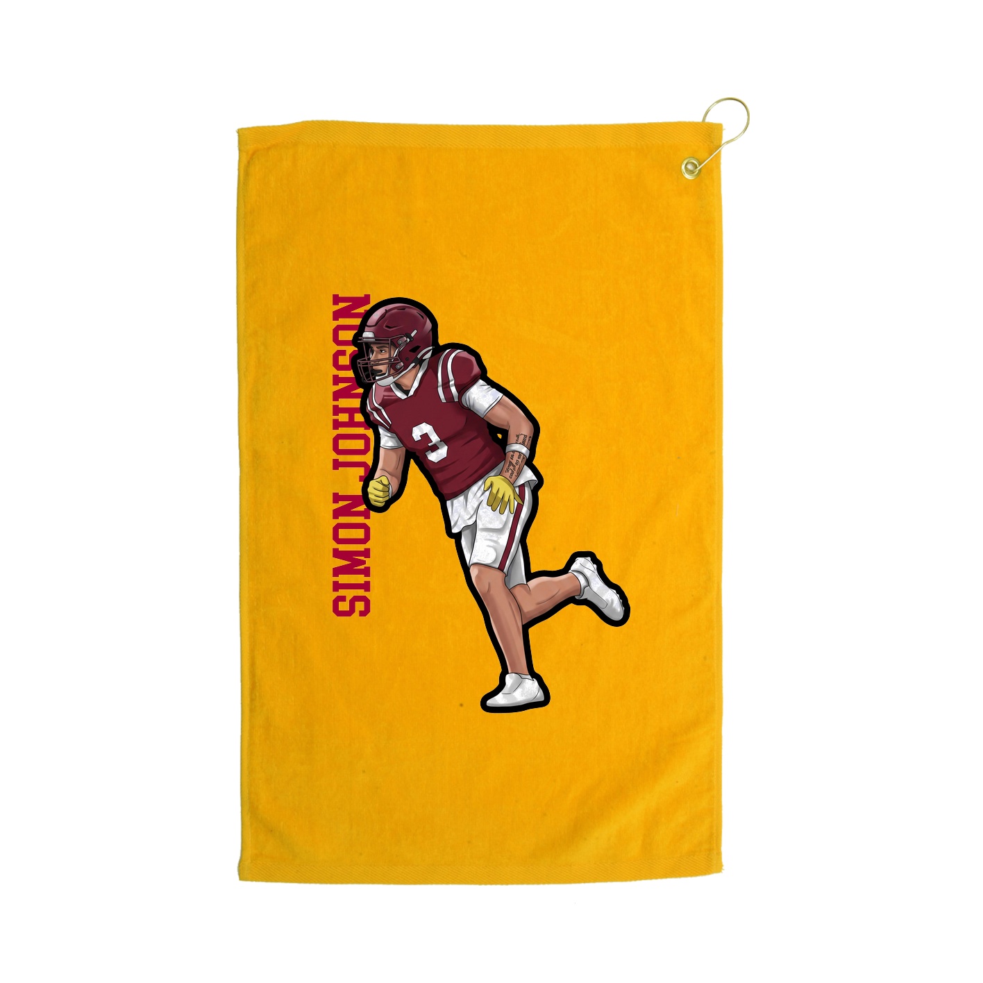 Golf Towel — Name Vertical in Gold