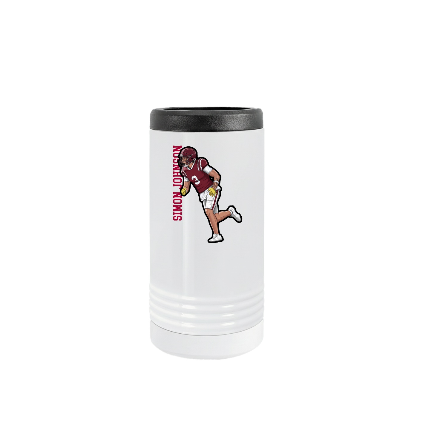 Slim Beverage Holder — Name Vertical in White