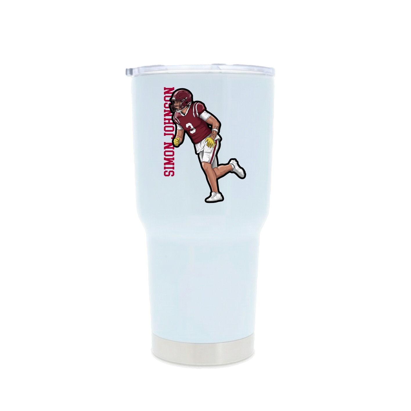 30oz Stainless Steel Tumbler — Name Vertical in White