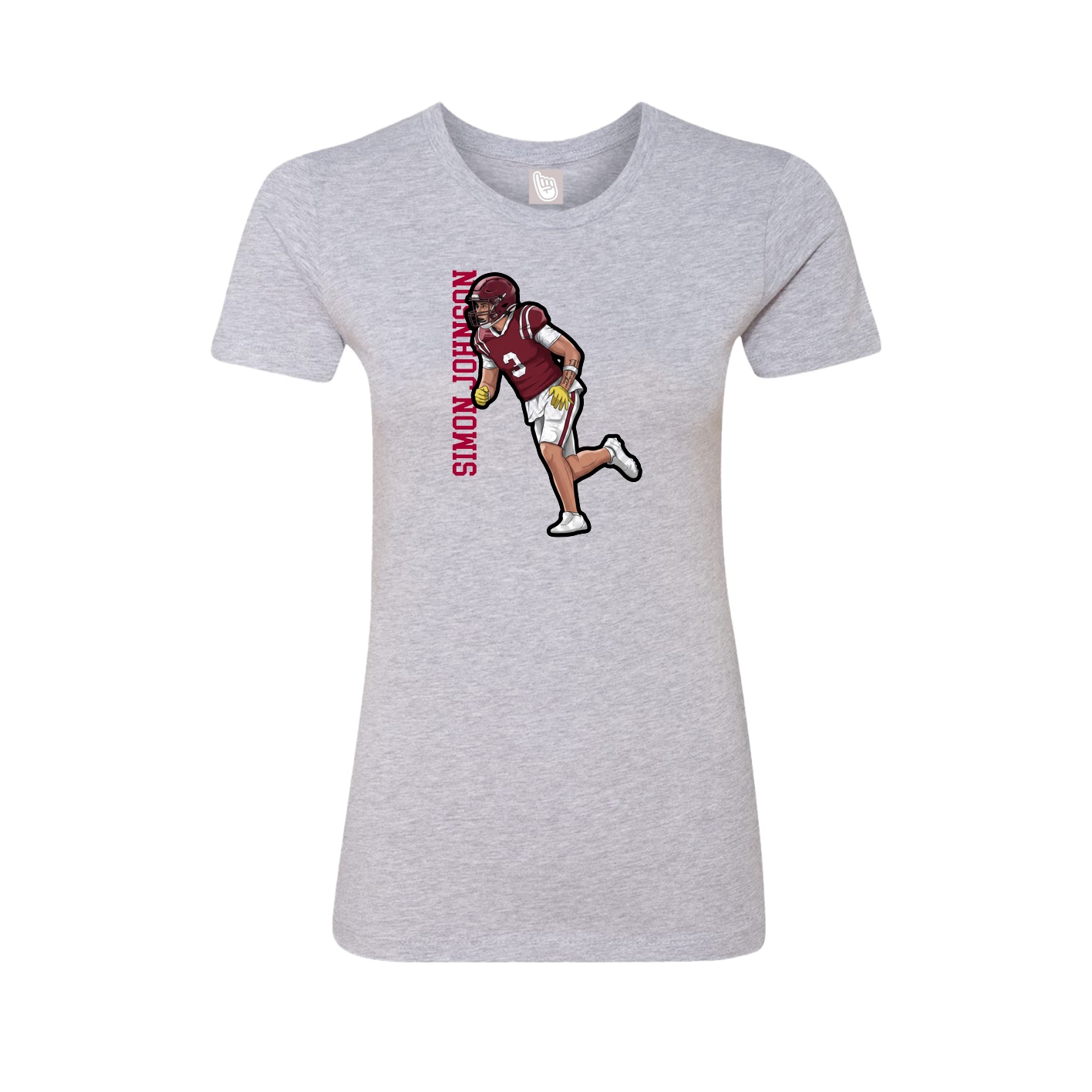 Fitted Women's Tee — Name Vertical in Grey