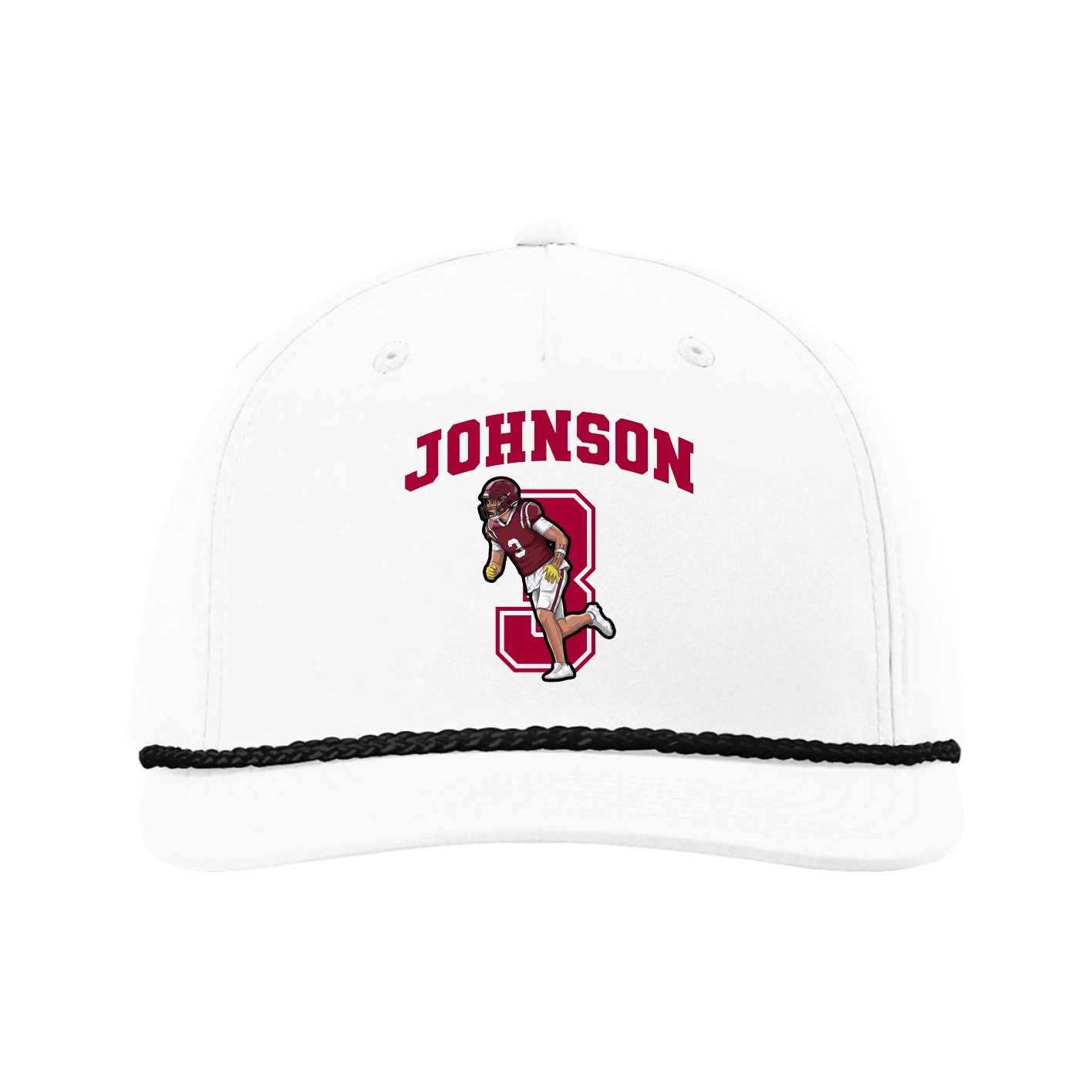 Five-Panel Classic Rope Cap — Number in White