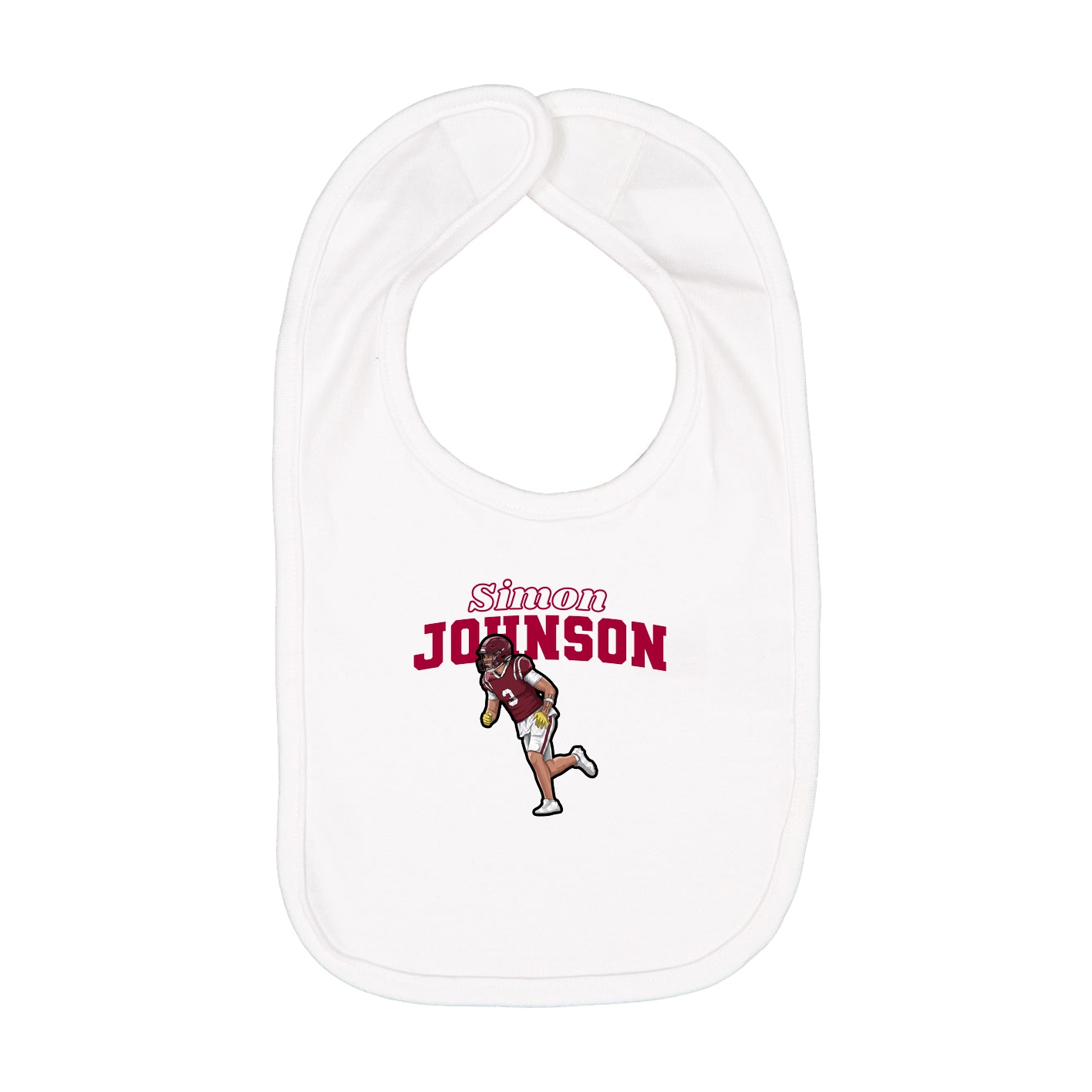 Infant Bib — Name Arch in White