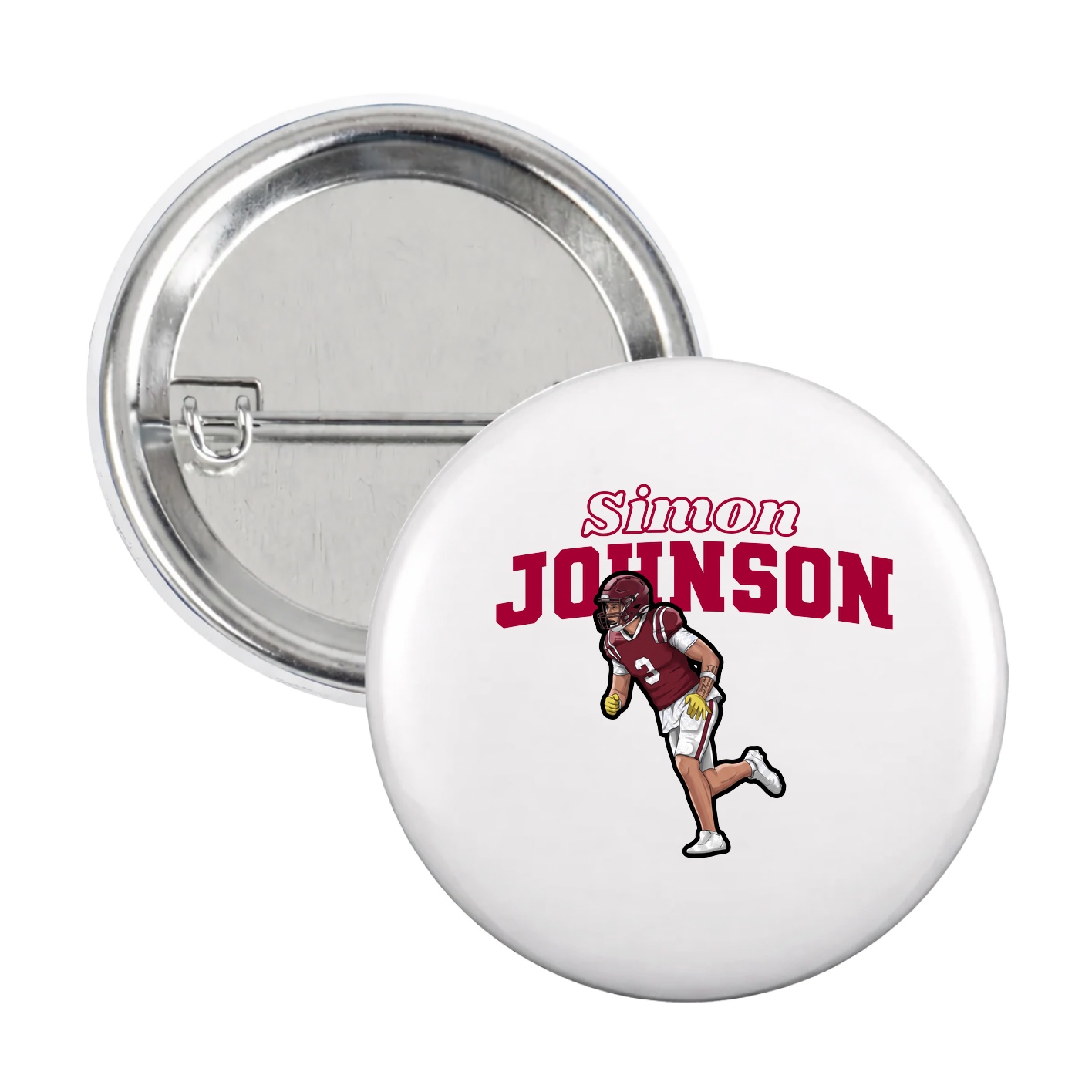 Game Day Button — Name Arch in White