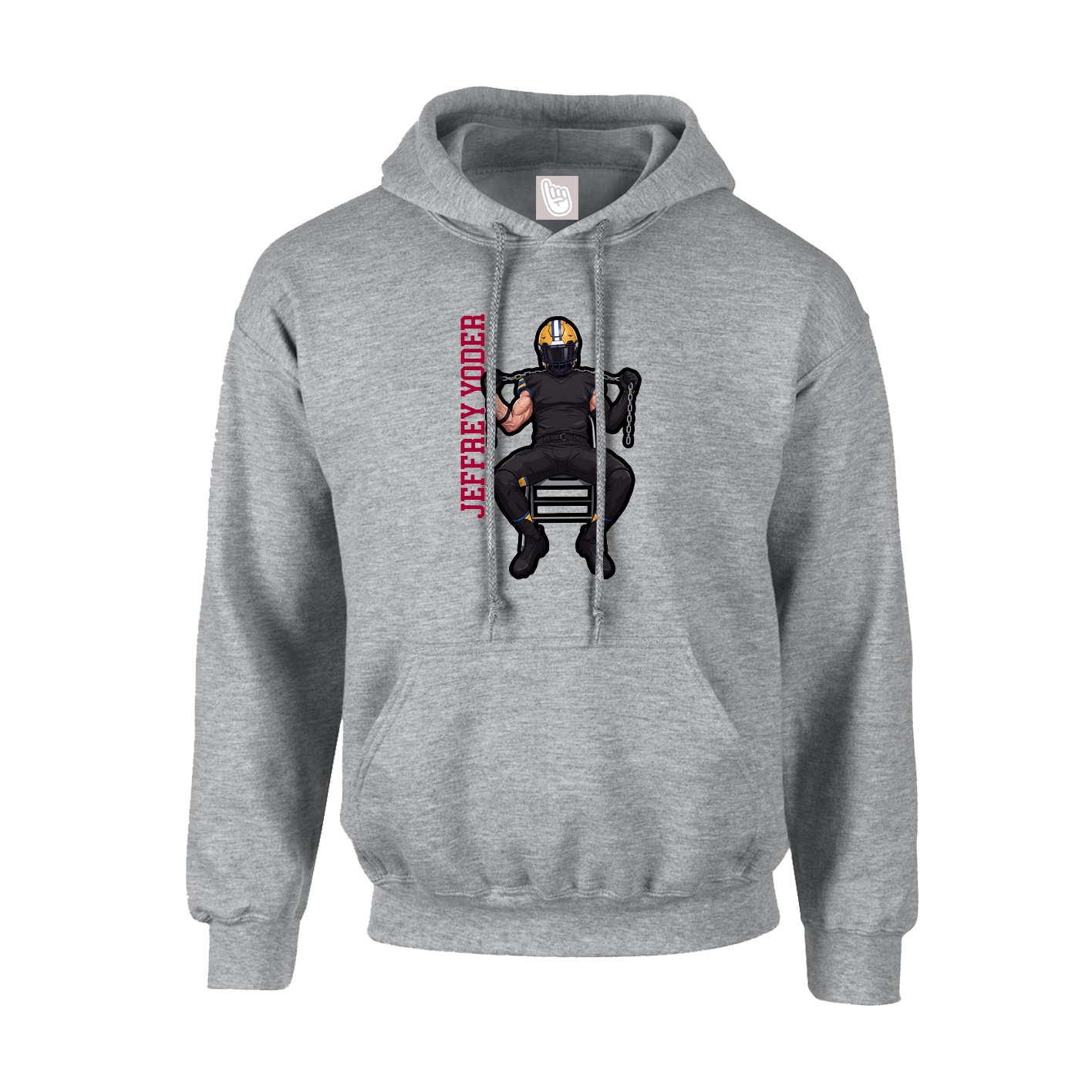 Hoodie — Name Vertical in Grey