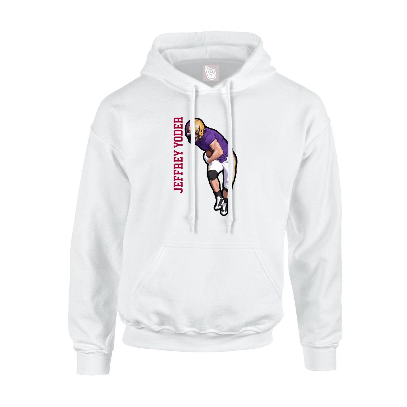 Youth Hoodie — Name Vertical in White