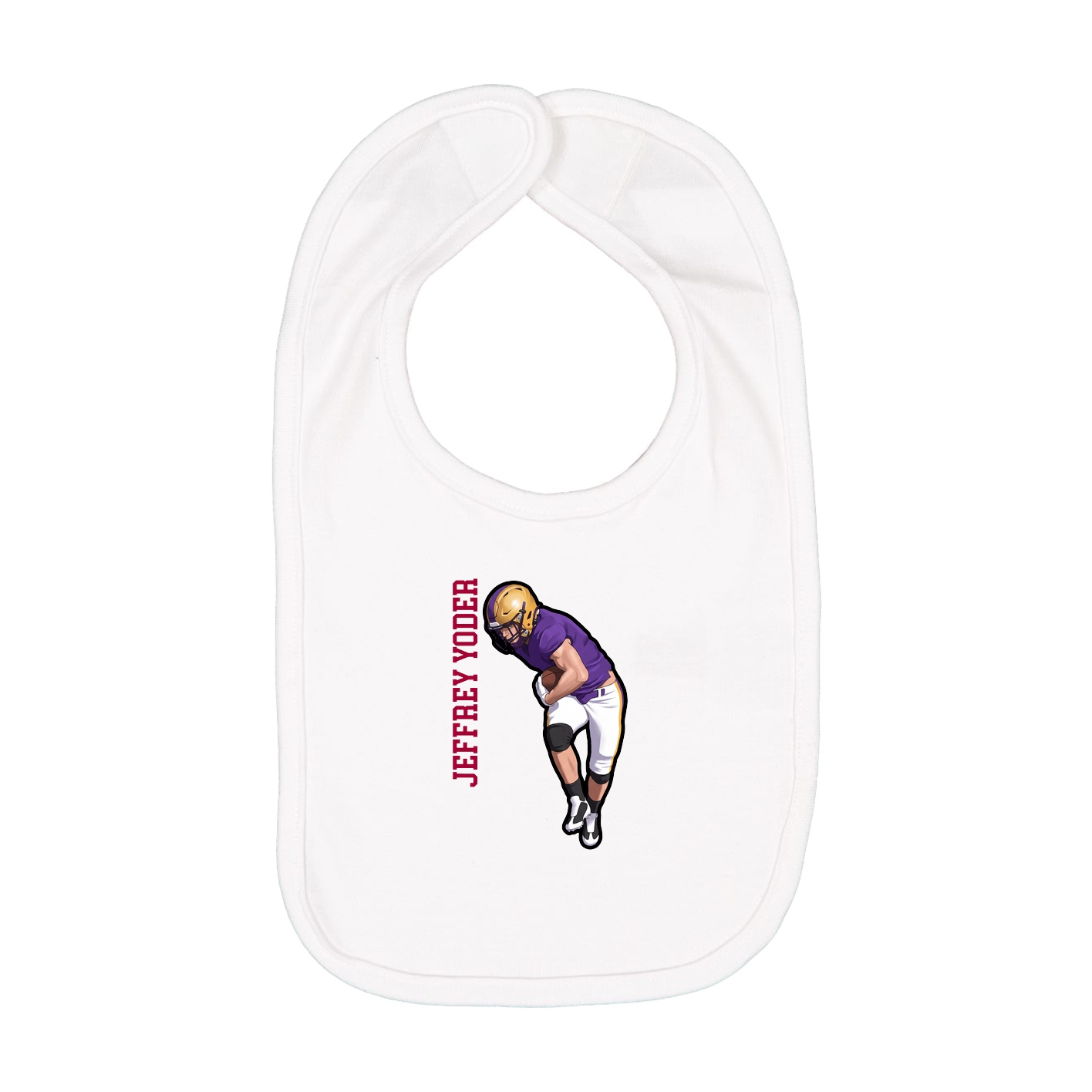 Infant Bib — Name Vertical in White