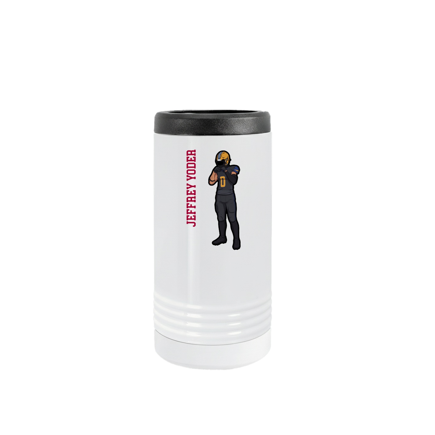 Slim Beverage Holder — Name Vertical in White