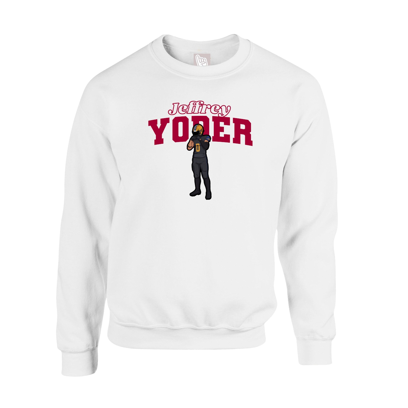 Fleece Crew — Name Arch in White