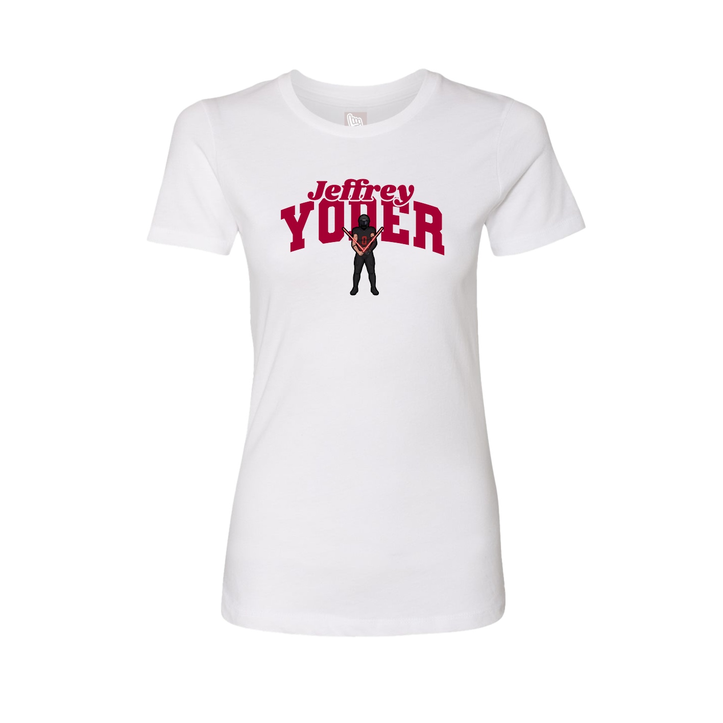 Fitted Women's Tee — Signature Arch in White