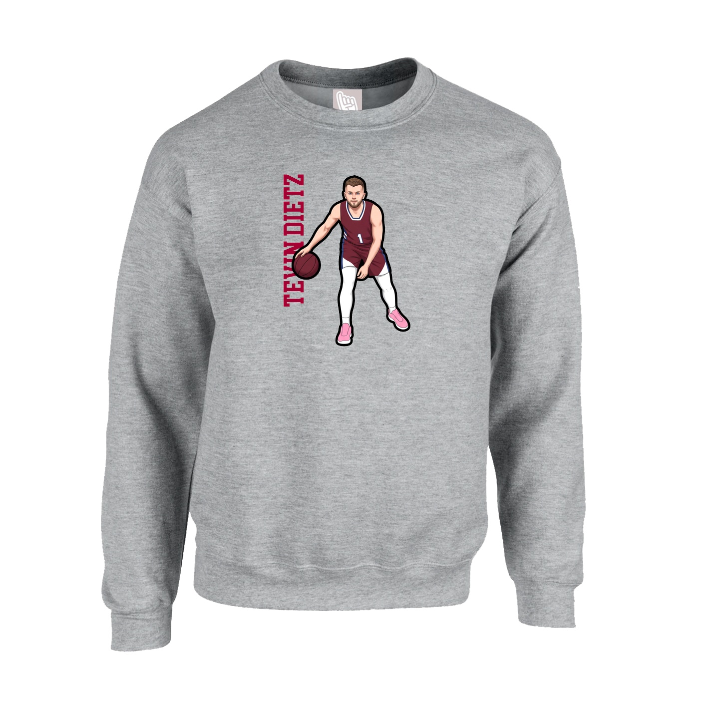 Fleece Crew — Name Vertical in Grey