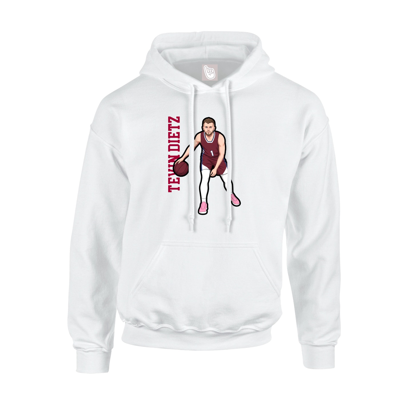 Youth Hoodie — Name Vertical in White
