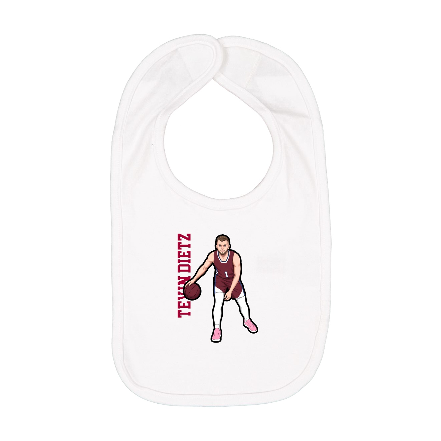 Infant Bib — Name Vertical in White