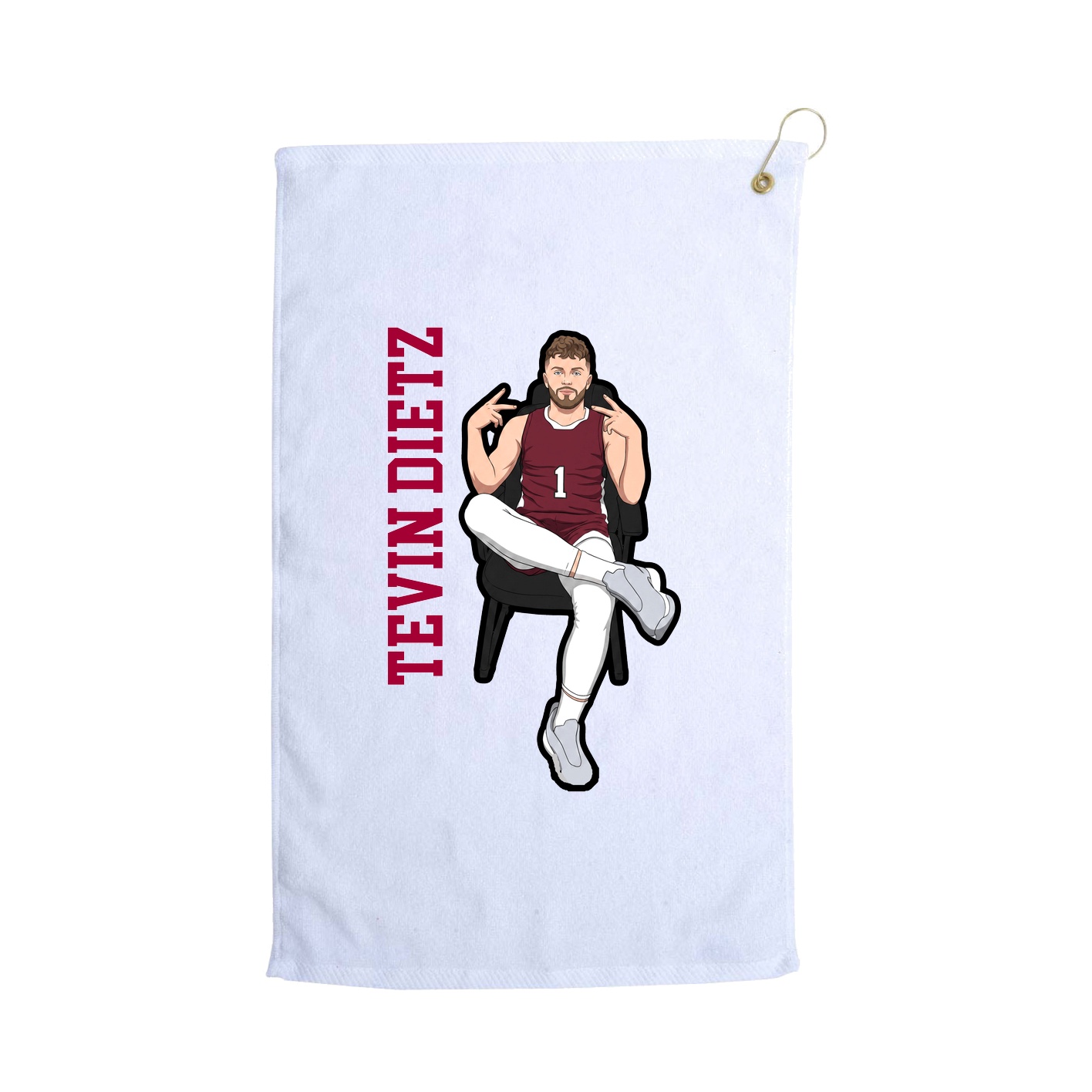Golf Towel — Name Vertical in White