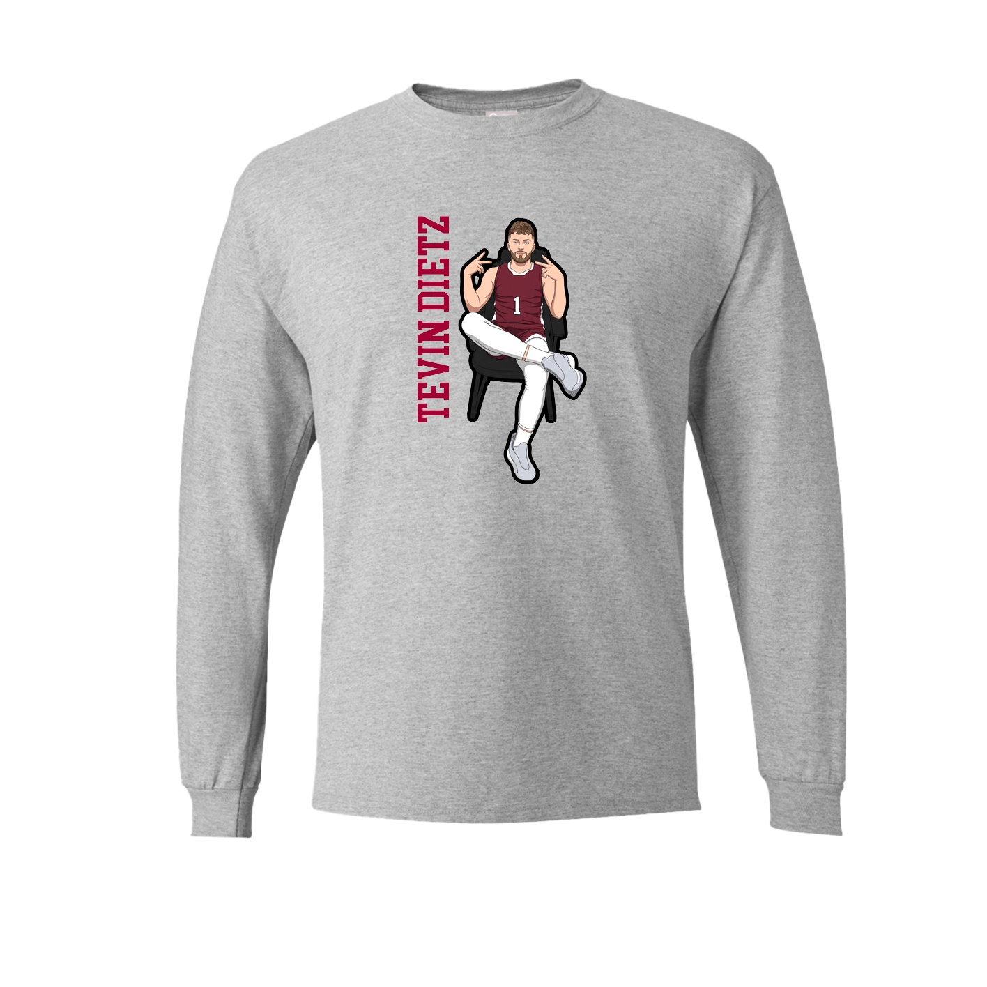 Long Sleeve Tee — Name Vertical in Grey