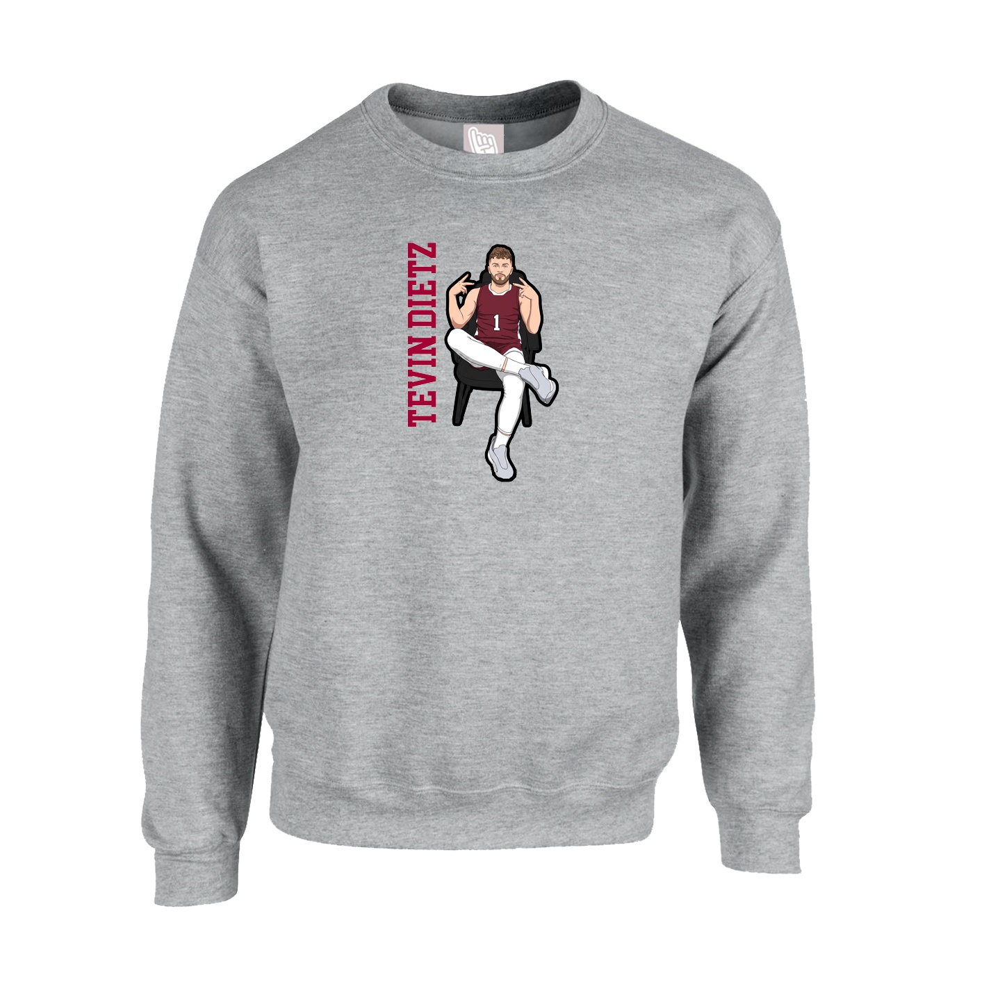 Fleece Crew — Name Vertical in Grey