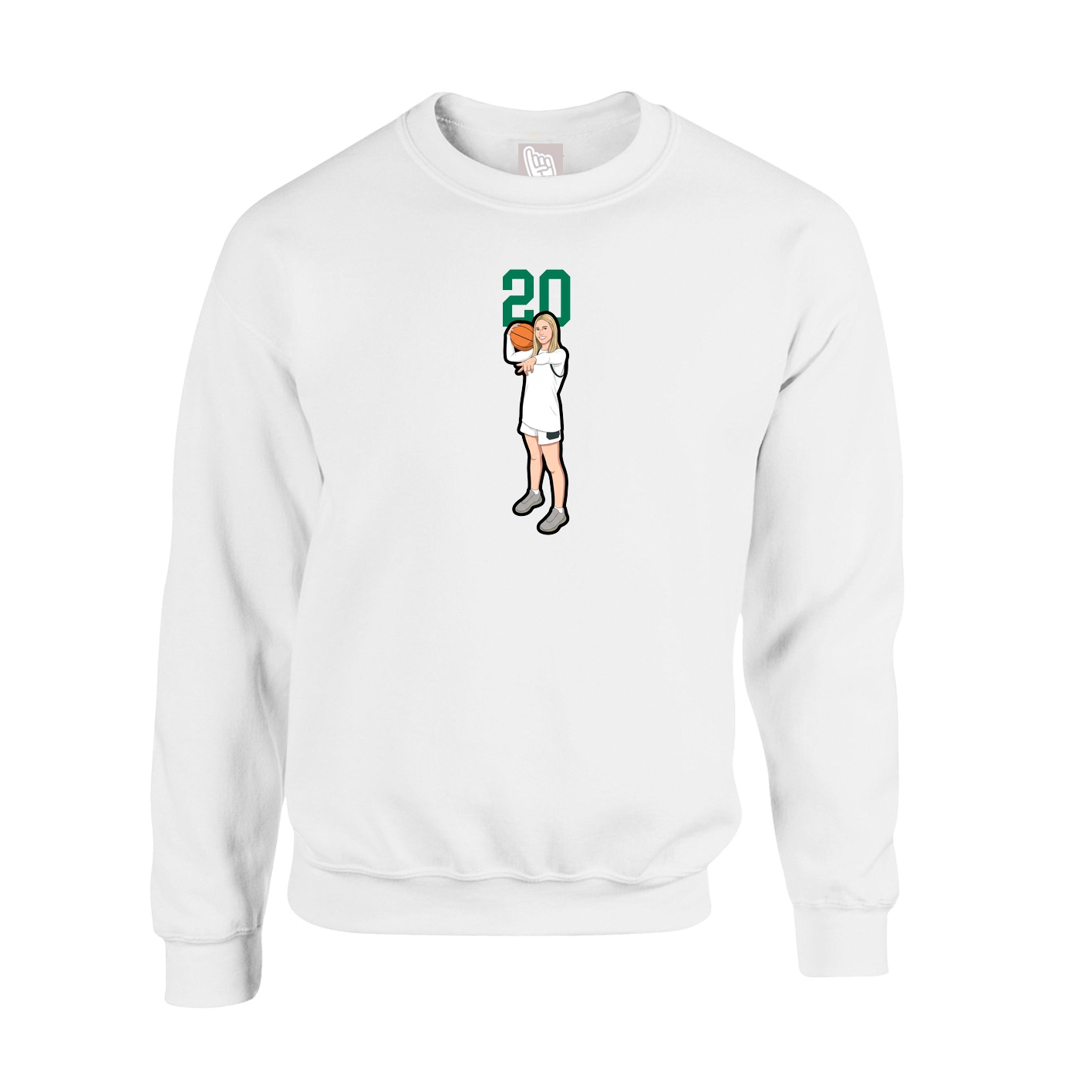 Fleece Crew — Number Top in White