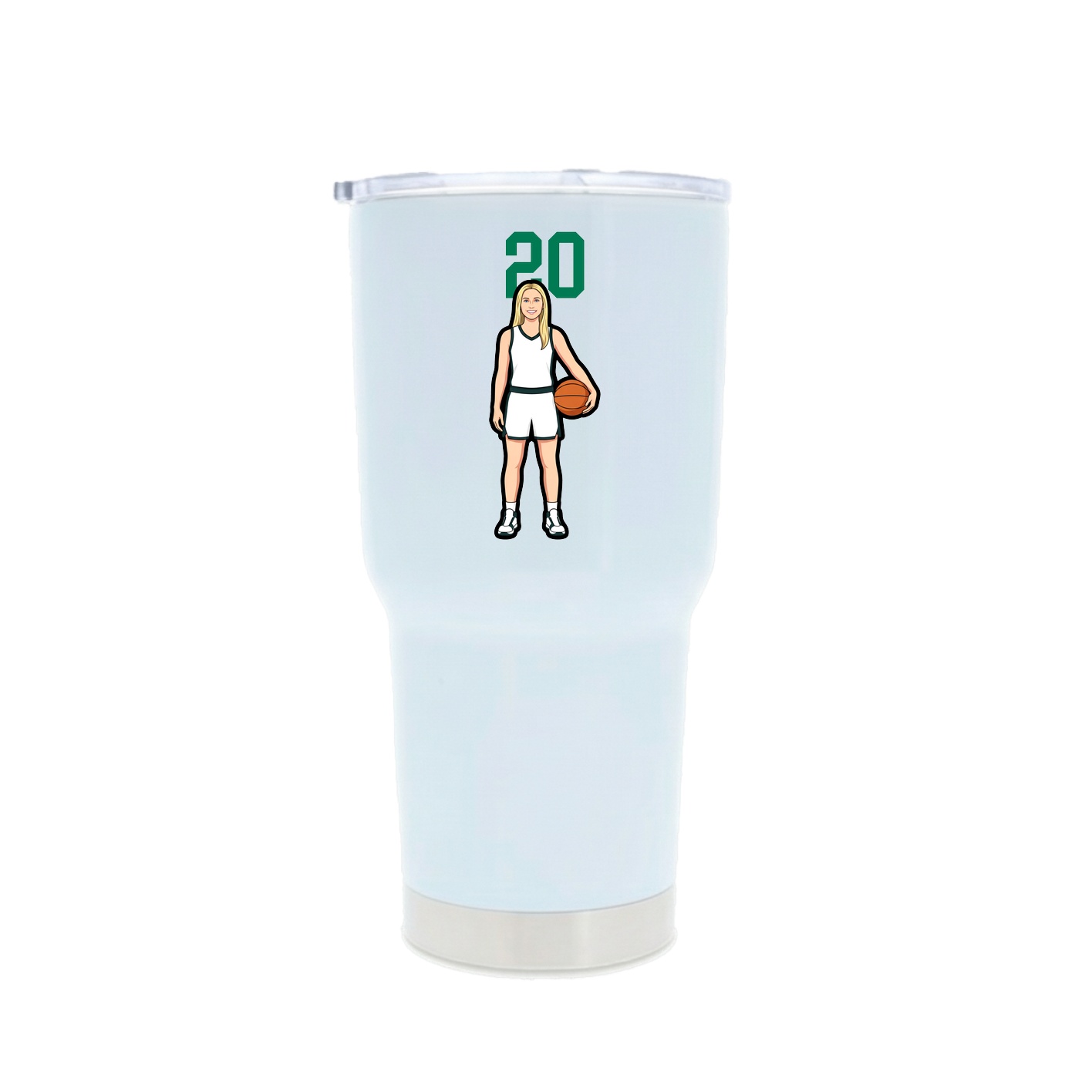 30oz Stainless Steel Tumbler — Number Top in White