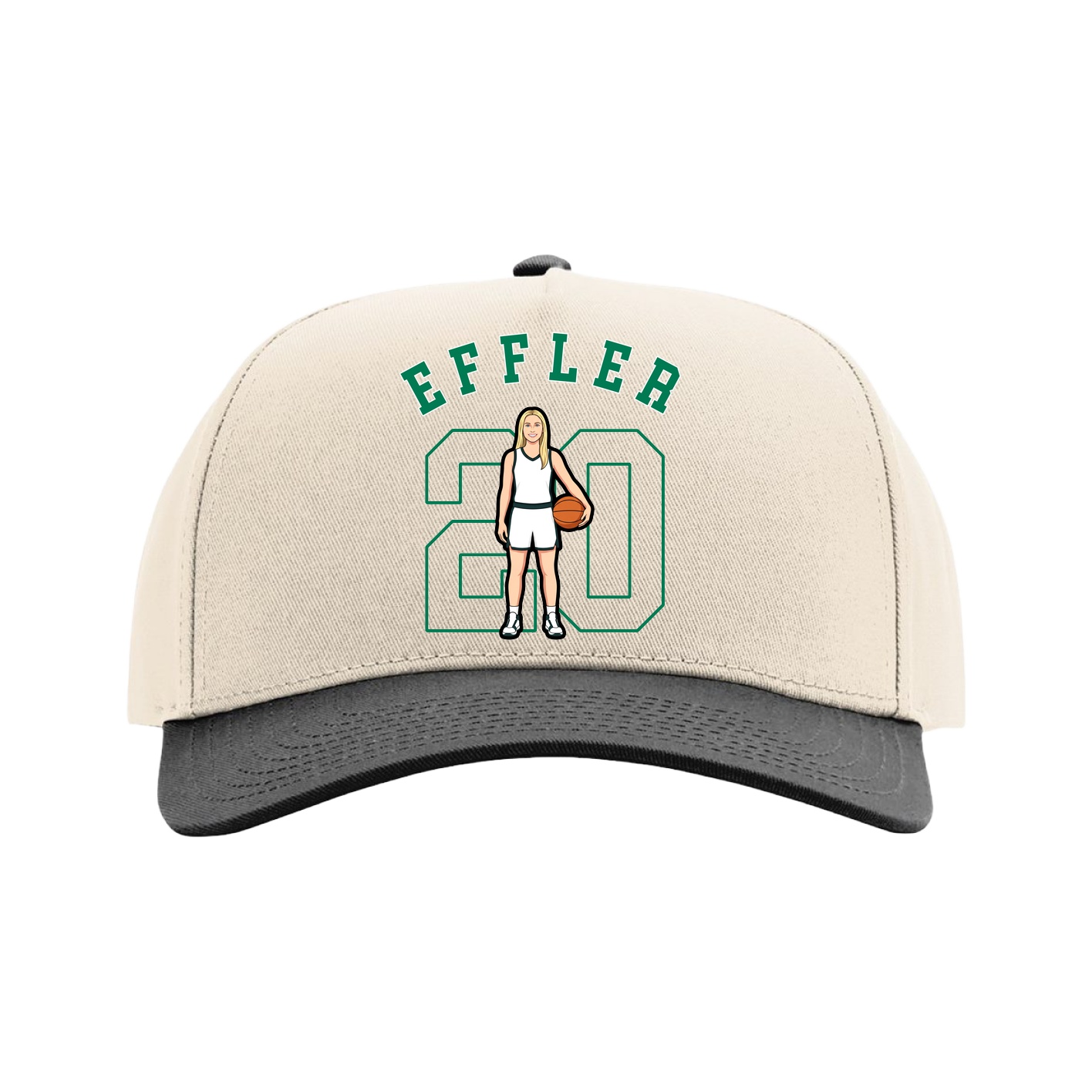 Full Fabric Five-Panel Champ Cap — Shirsey Arch in Cream/Black