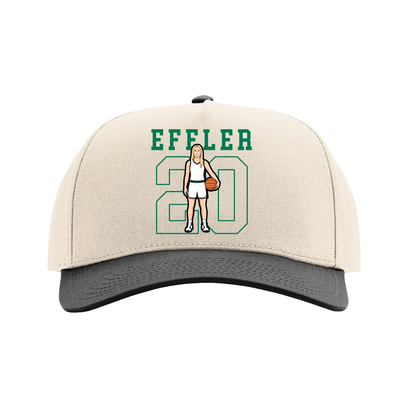Full Fabric Five-Panel Champ Cap — Shirsey in Cream/Black