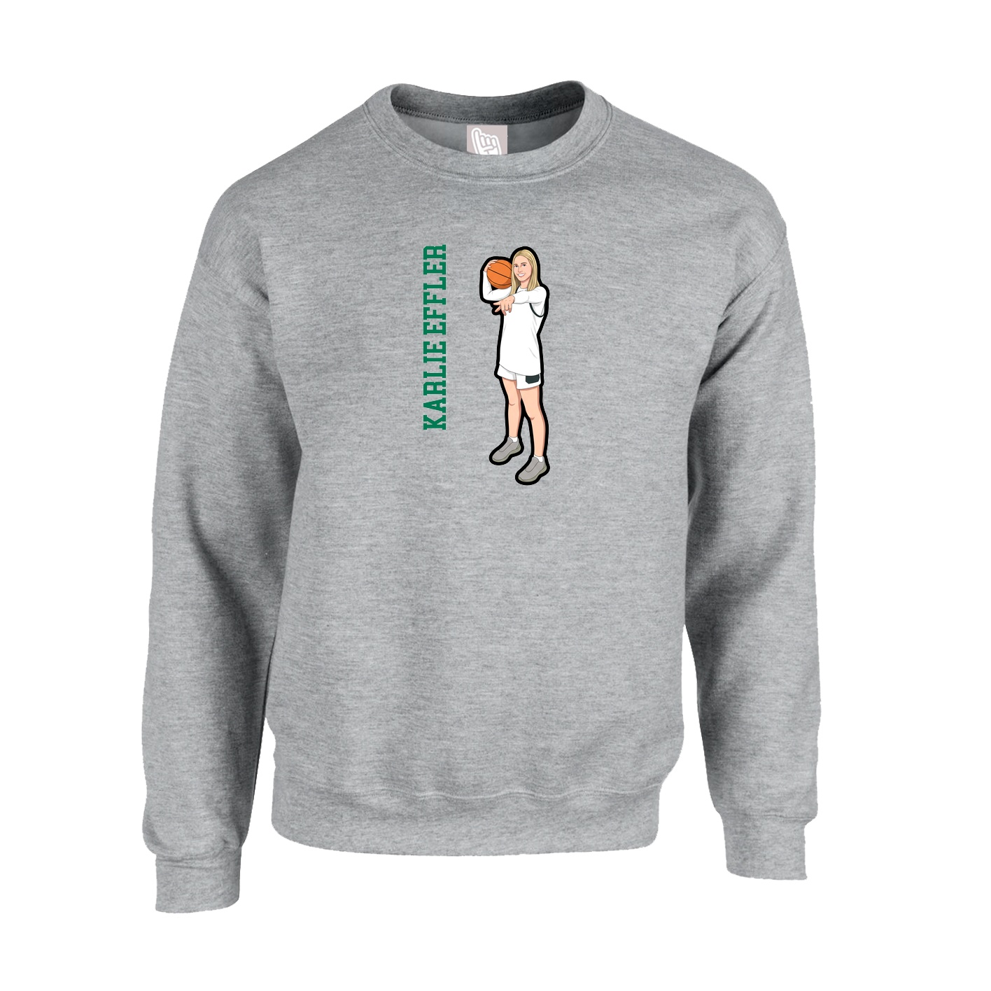 Fleece Crew — Name Vertical in Grey