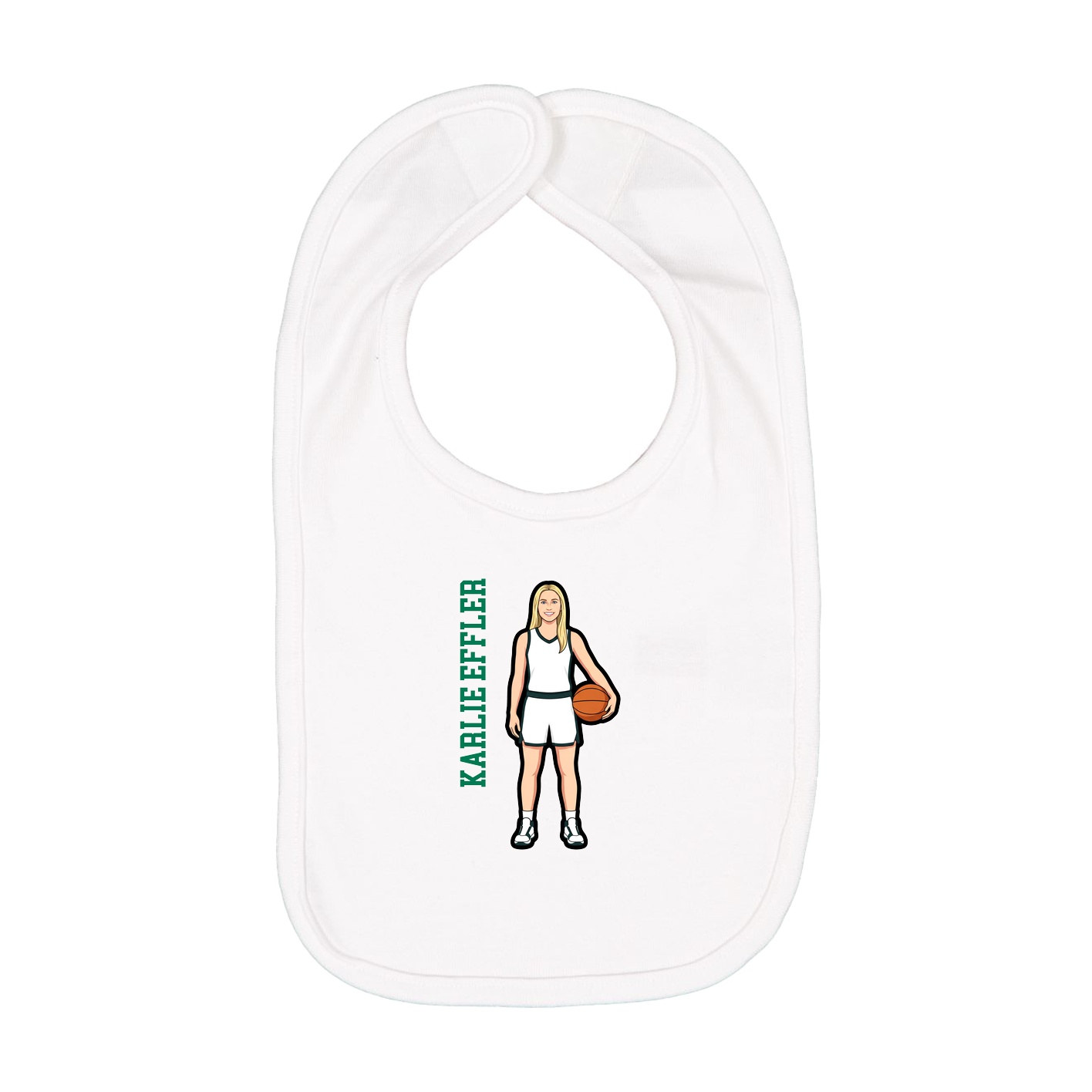 Infant Bib — Name Vertical in White