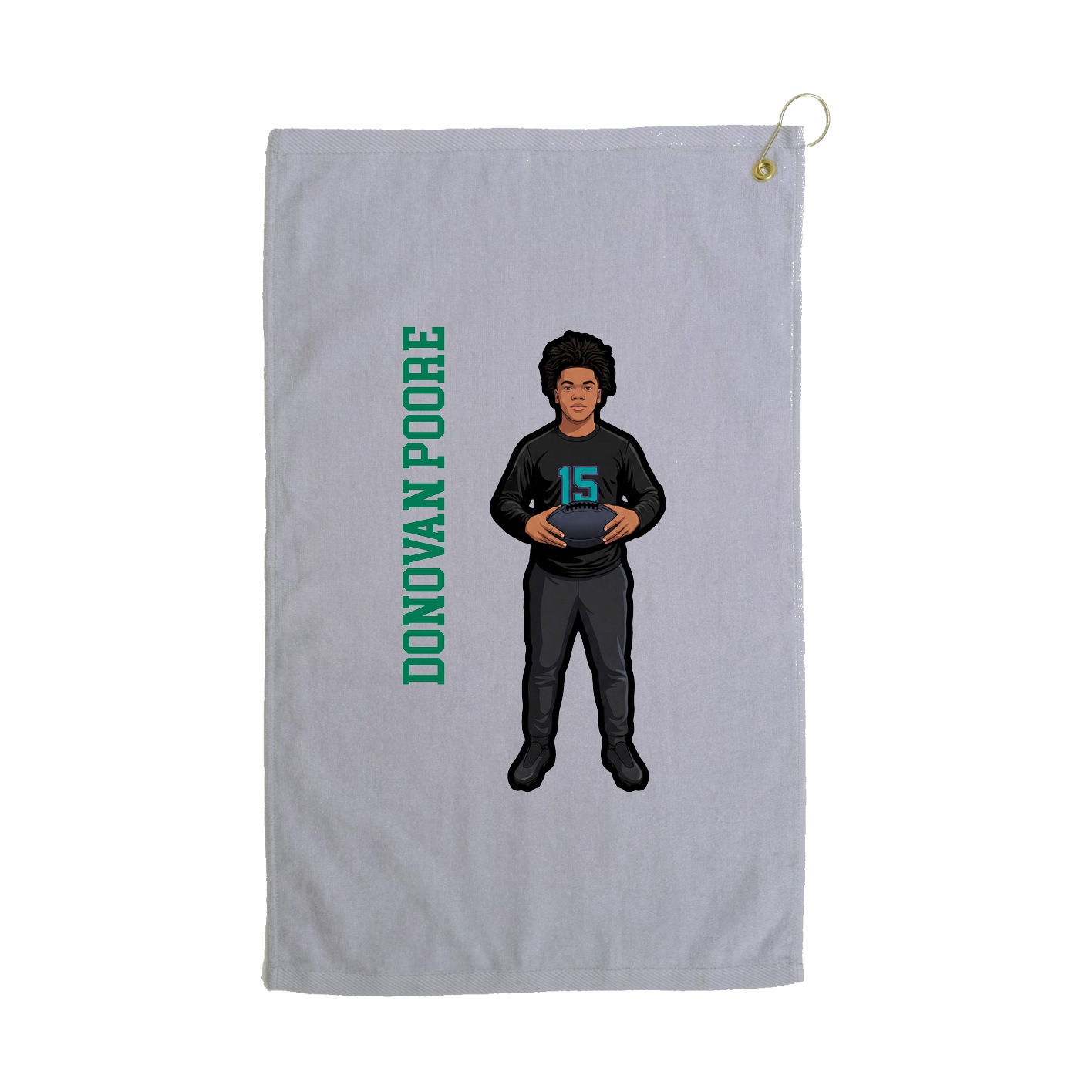 Golf Towel — Name Vertical in Grey