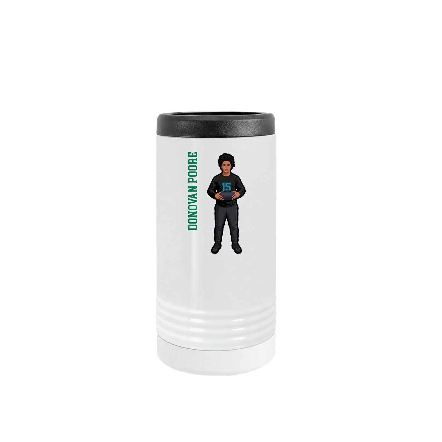 Slim Beverage Holder — Name Vertical in White