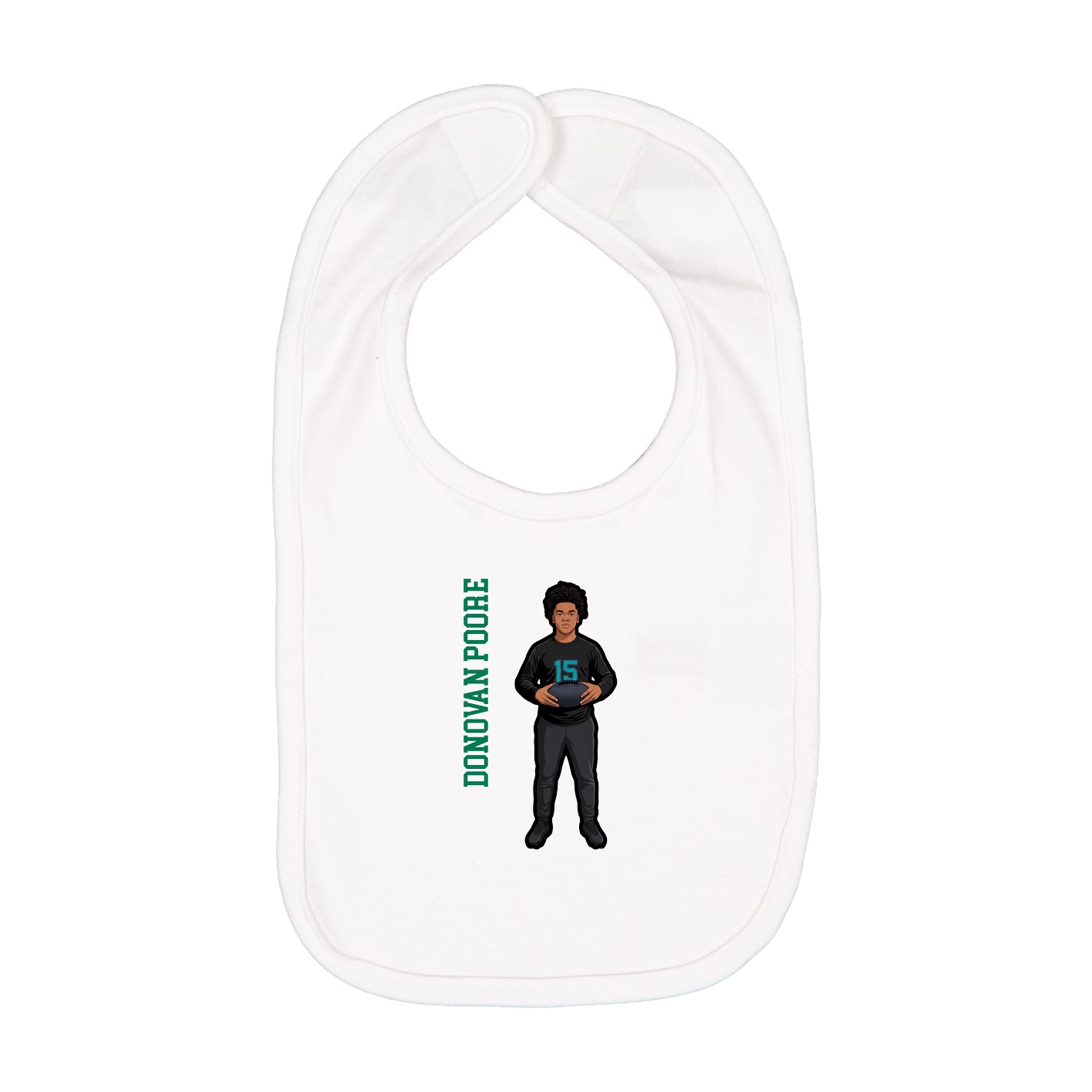 Infant Bib — Name Vertical in White