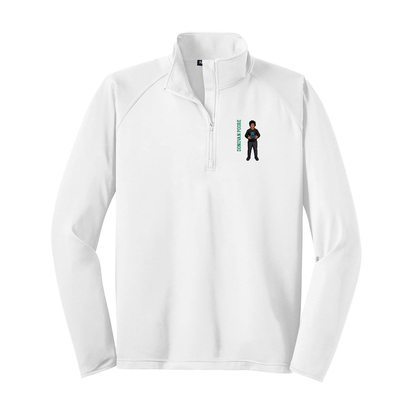 Q-Zip Pullover — Name Vertical in White