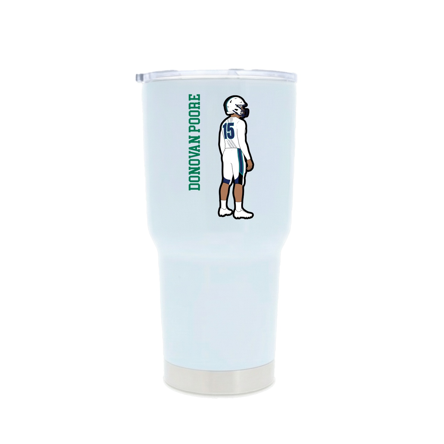 30oz Stainless Steel Tumbler — Name Vertical in White
