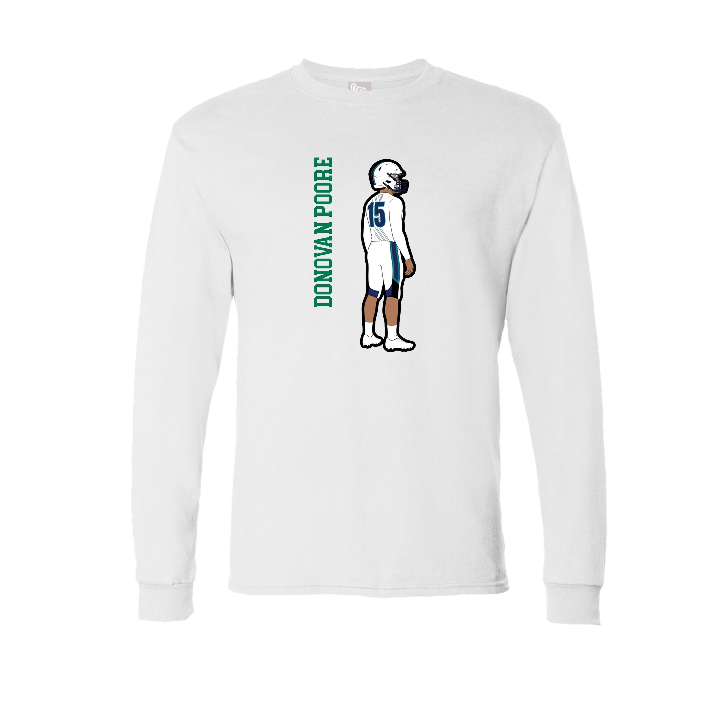 Long Sleeve Tee — Name Vertical in White