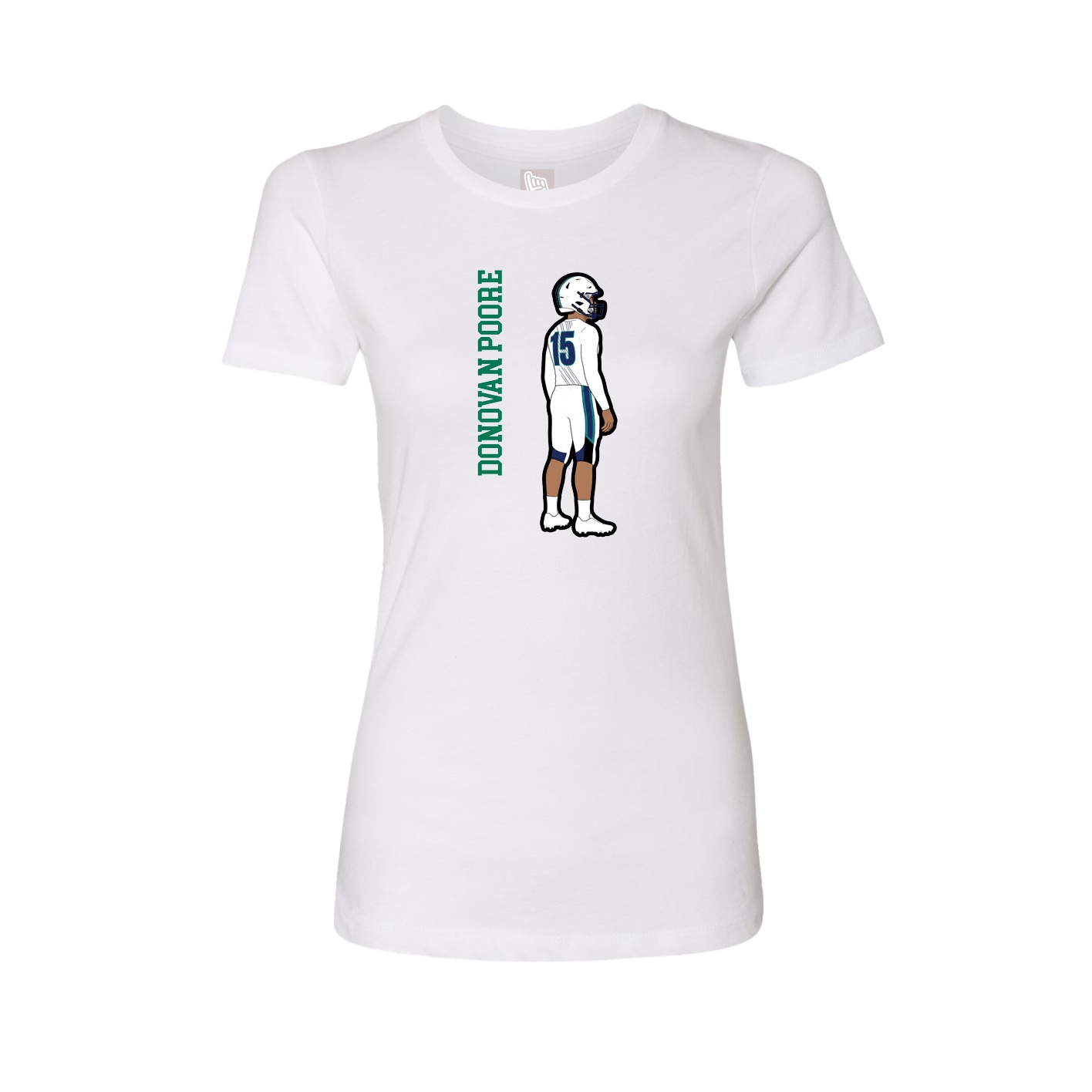 Fitted Women's Tee — Name Vertical in White