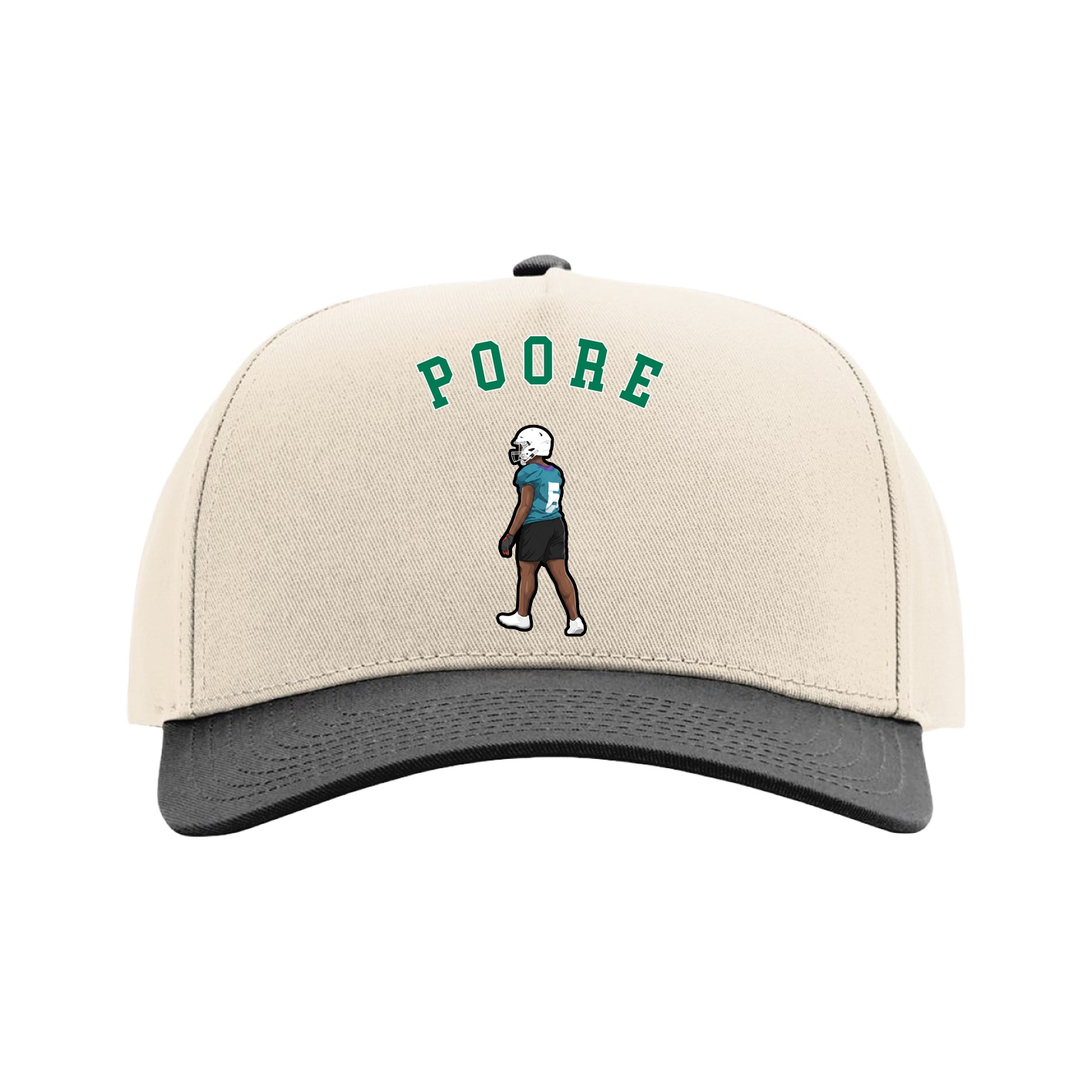 Full Fabric Five-Panel Champ Cap — Shirsey Arch in Cream/Black