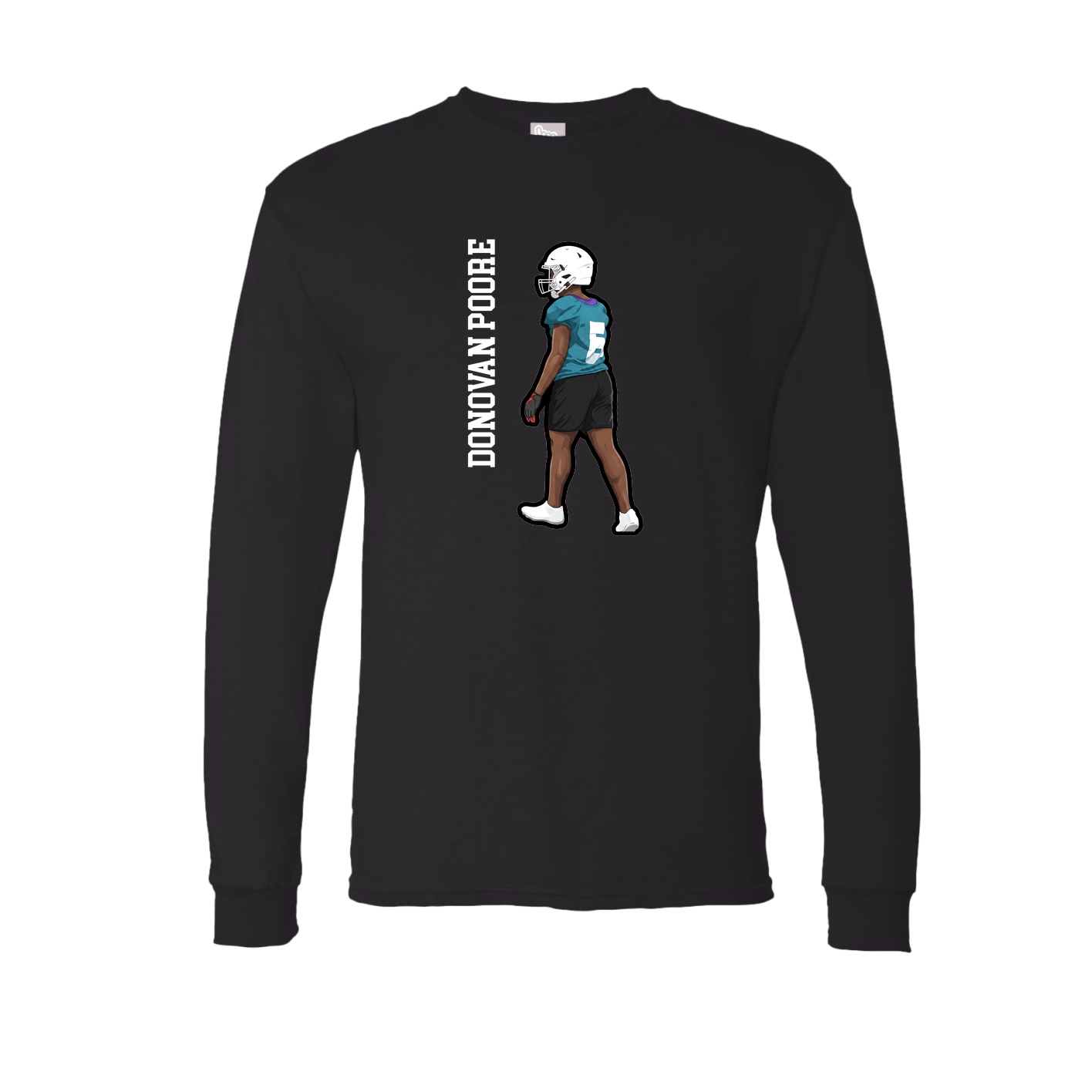 Long Sleeve Tee — Name Vertical in Black