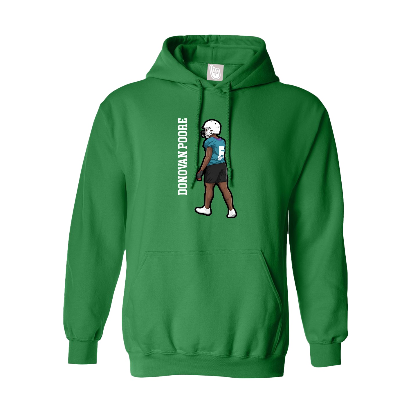 Youth Hoodie — Name Vertical in Green
