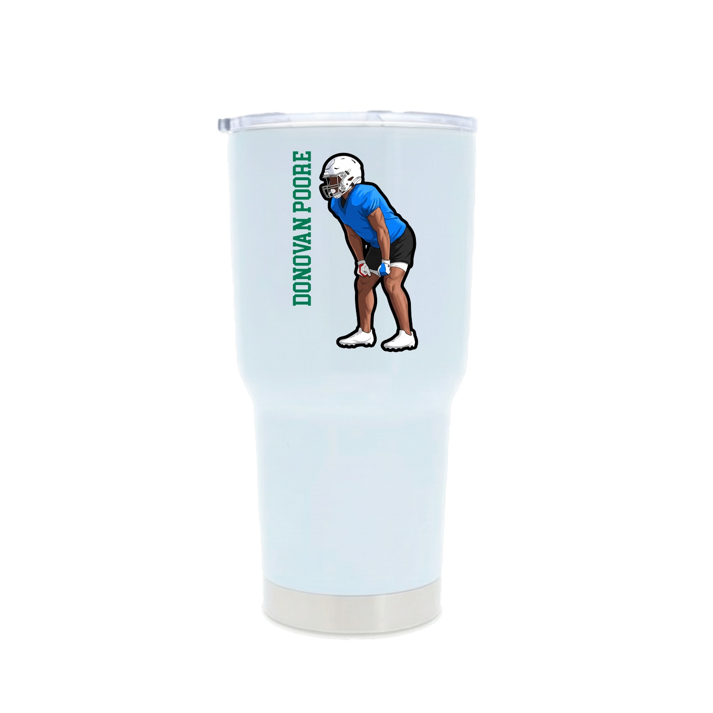 30oz Stainless Steel Tumbler — Name Vertical in White