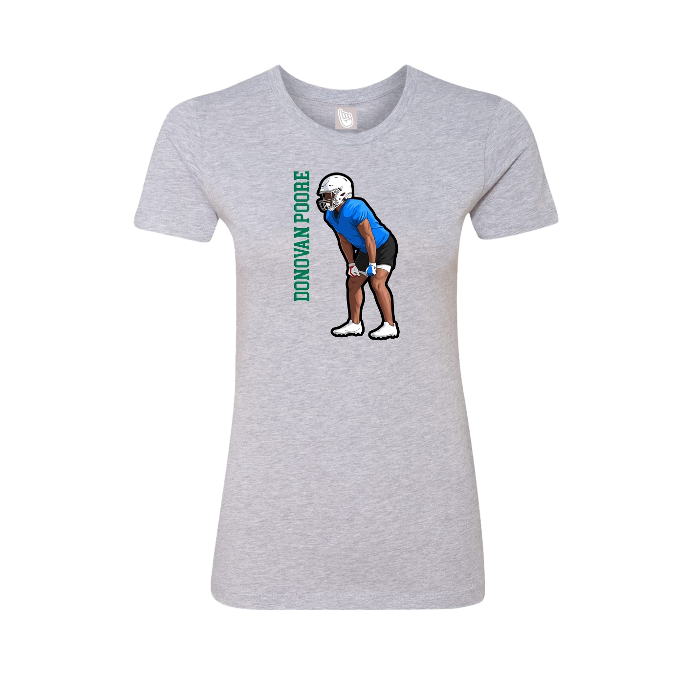 Fitted Women's Tee — Name Vertical in Grey