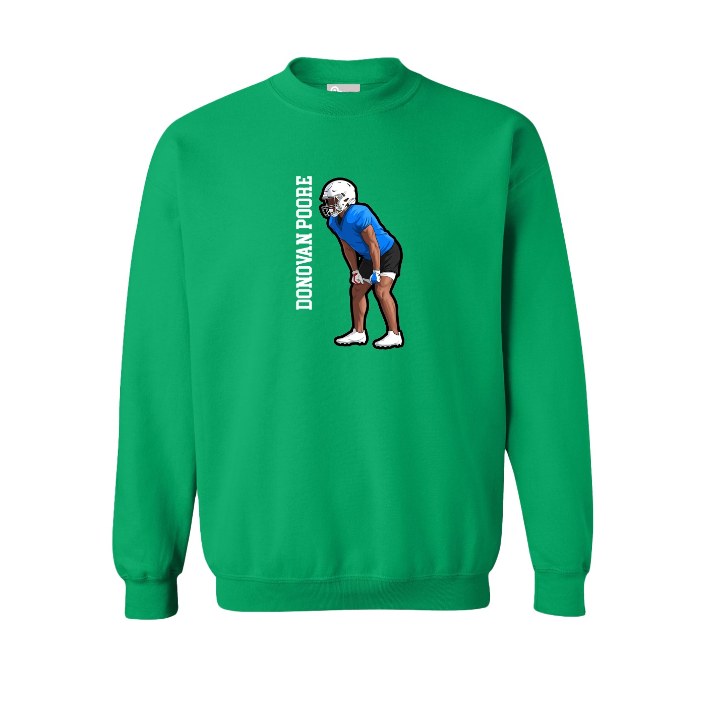Fleece Crew — Name Vertical in Green