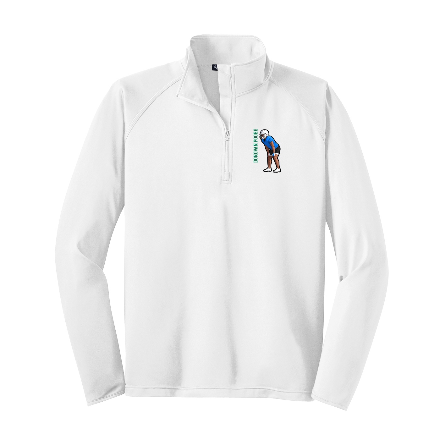 Q-Zip Pullover — Name Vertical in White