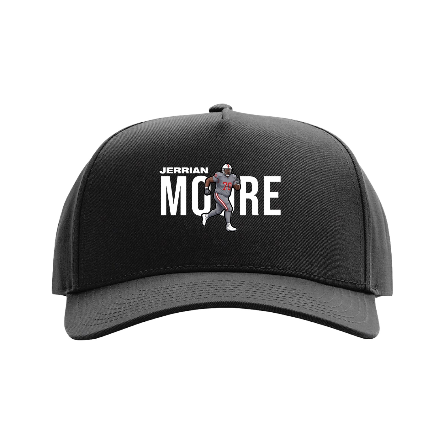 Full Fabric Five-Panel Champ Cap — Player Name in Black