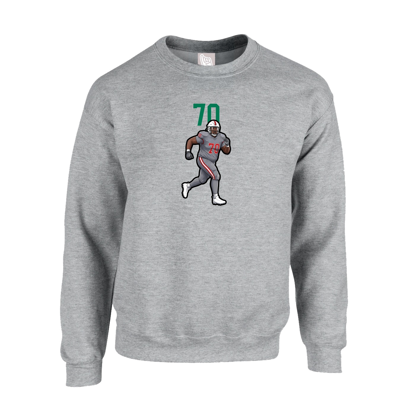 Fleece Crew — Number Top in Grey