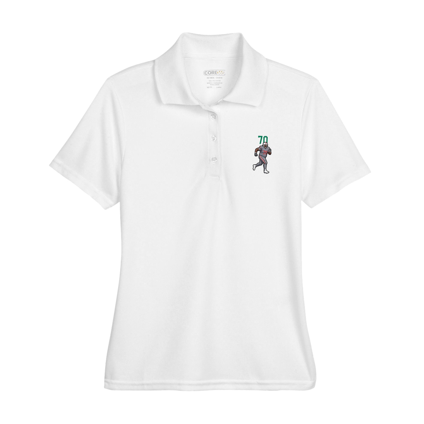 Womens Performance Polo — Number Top in White