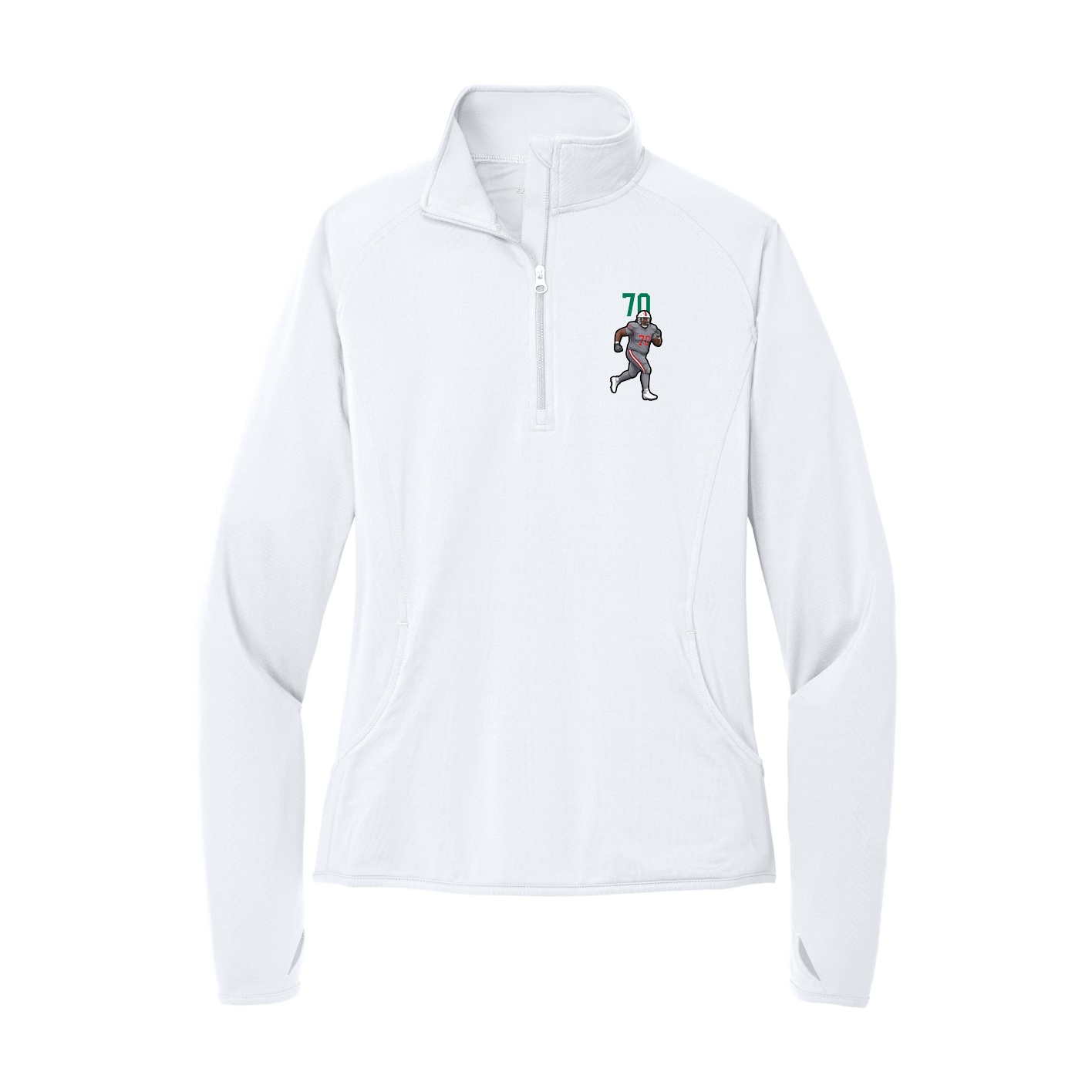 Women's Q-Zip Pullover — Number Top in White
