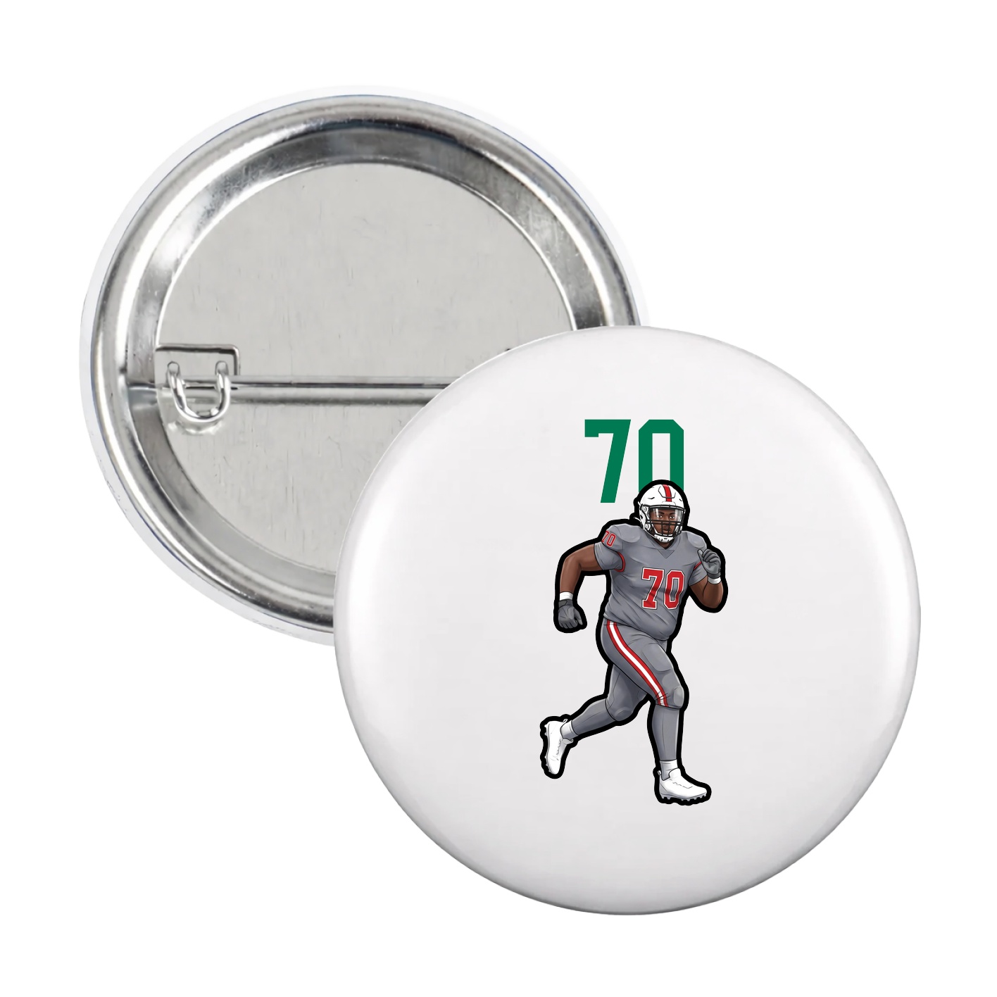 Game Day Button — Number Top in White