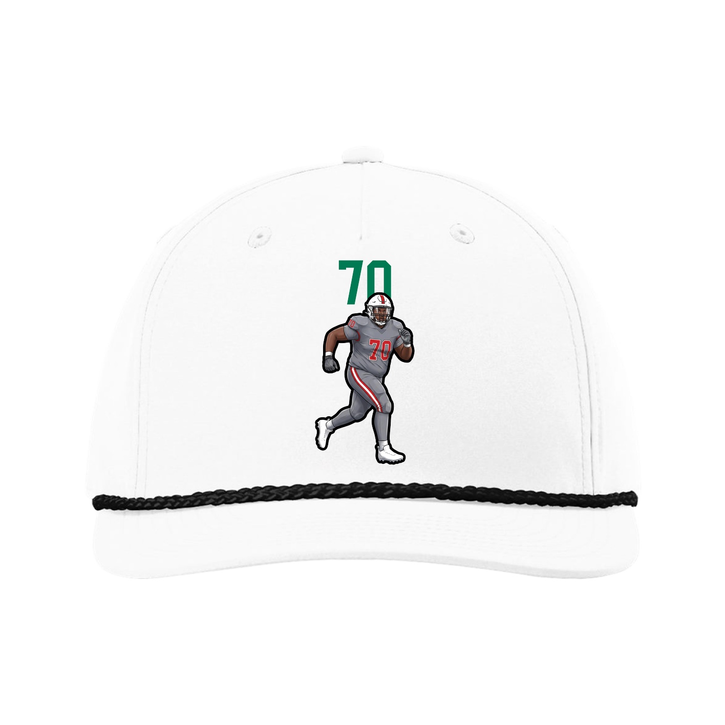 Five-Panel Classic Rope Cap — Number Top in White