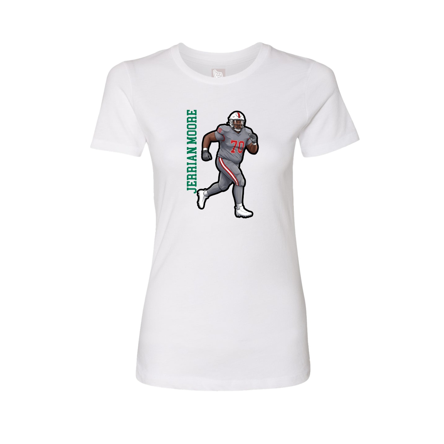 Fitted Women's Tee — Name Vertical in White