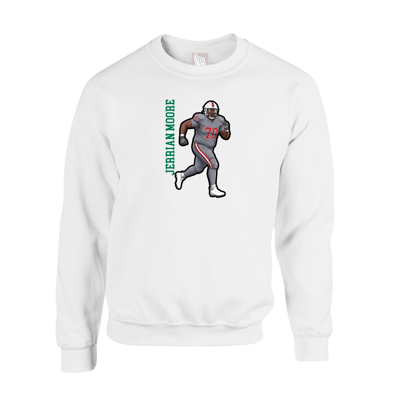Fleece Crew — Name Vertical in White