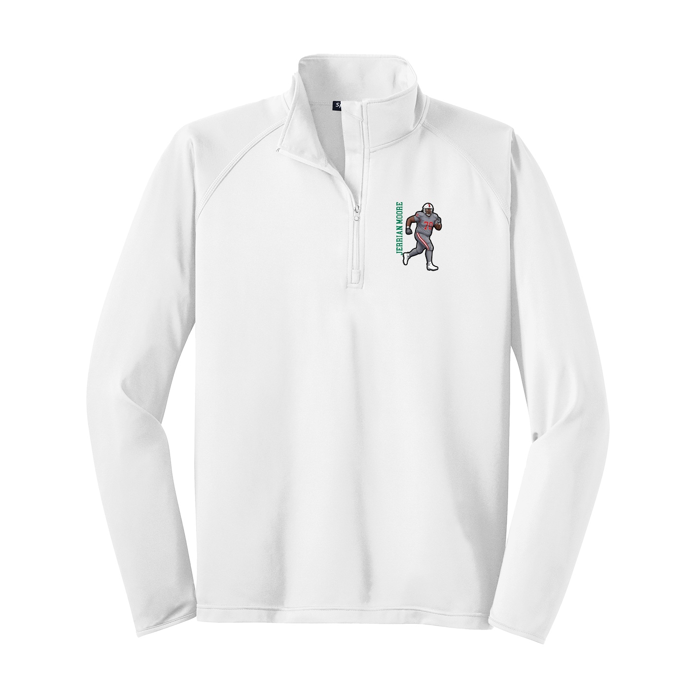 Q-Zip Pullover — Name Vertical in White