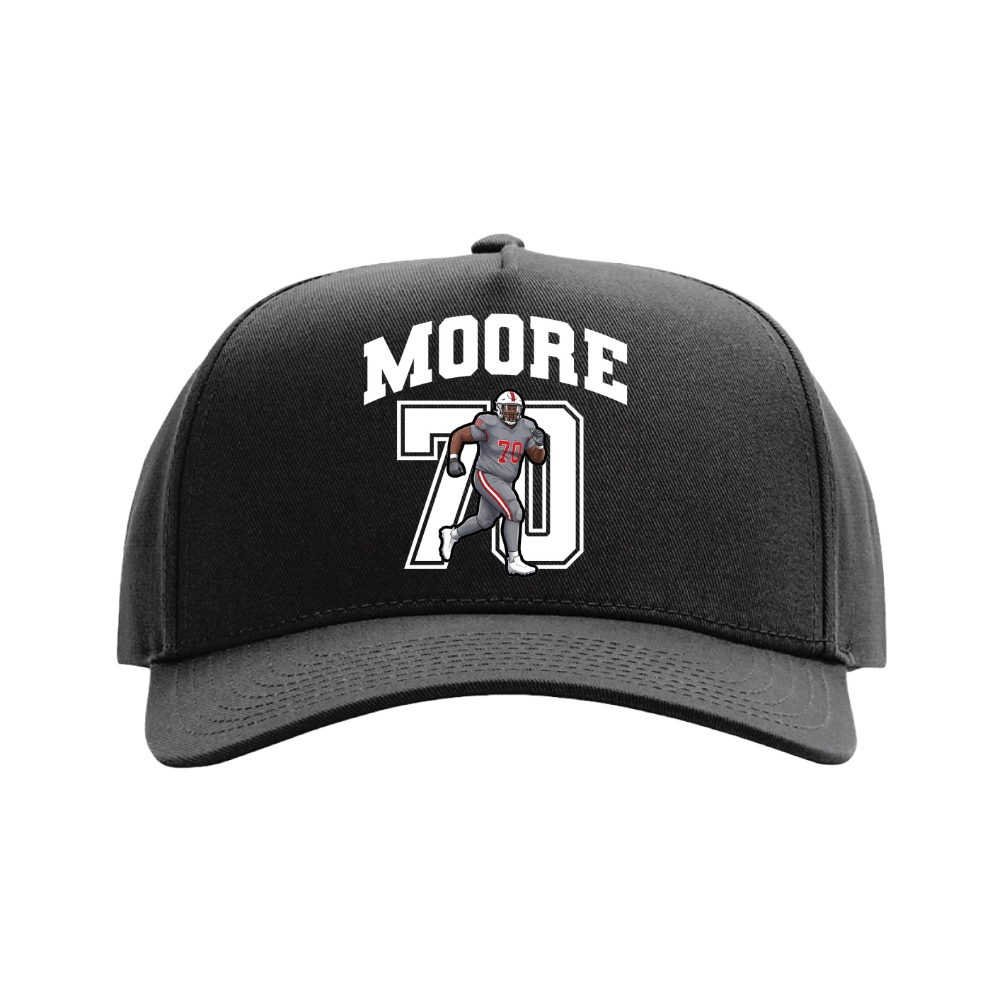 Full Fabric Five-Panel Champ Cap — Number in Black